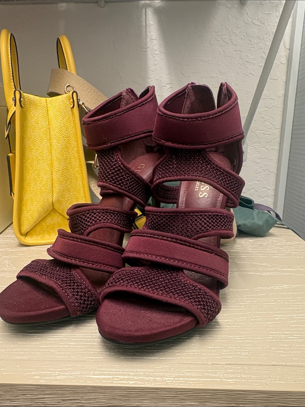 G by Guess Burgundy Strappy Platform Heels